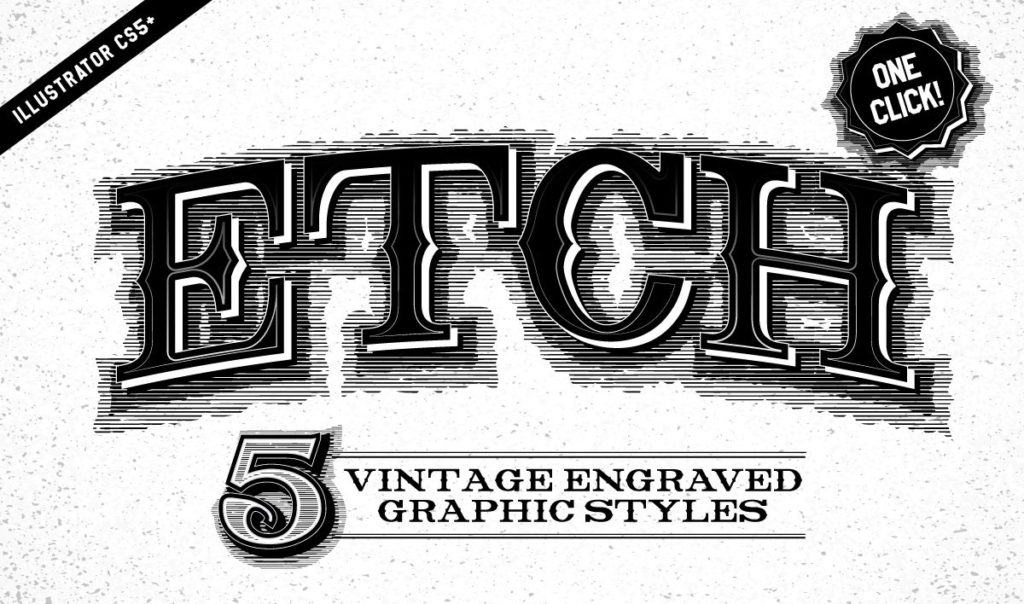 Etch - vintage effect graphic styles for Adobe Illustrator