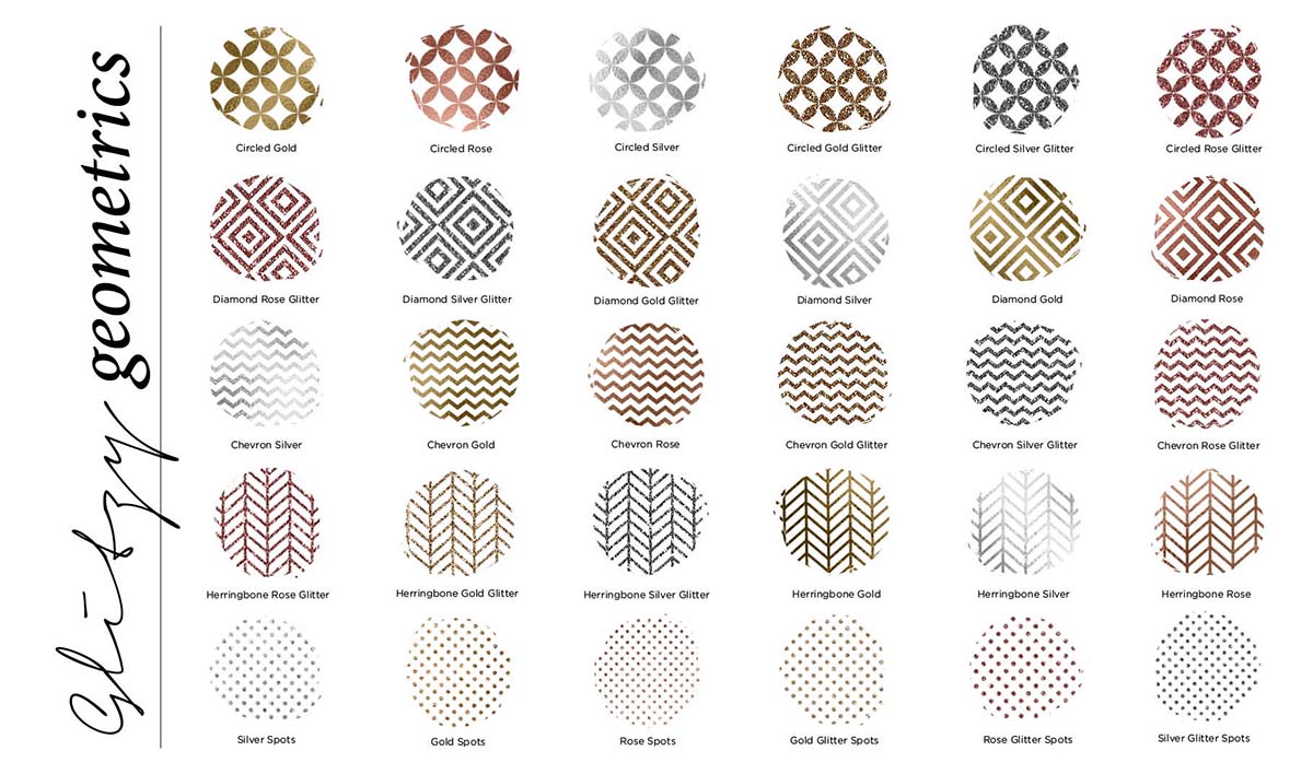 300 Modern Textures – Glitzy Geometric Pattern Textures Swatches