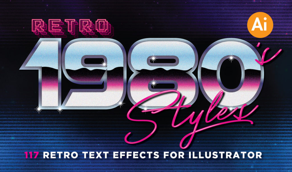 80s Retro Illustrator Text Effects
