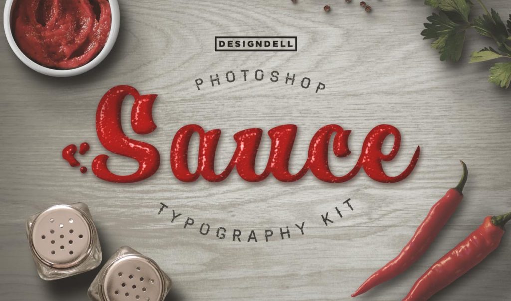 Food Typography Photoshop Effects - Sauce Ketchup Text Effect Photoshop